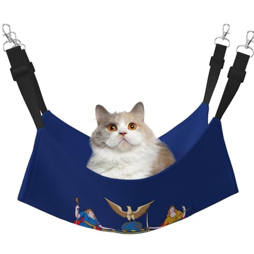 KOUUIP Katzenhängematte mit New York-Flaggenaufdruck, zum Aufhängen von Käfigen, Haustier-Hängematte, Bett, verstellbar, weiche Schlaf-Hängematte für Katzen, Frettchen KOUUIP Katzenhängematte mit New York-Flaggenaufdruck, zum Aufhängen von Käfigen, Haustier-Hängematte, Bett, verstellbar, weiche Schlaf-Hängematte für Katzen, Frettchen von KOUUIP