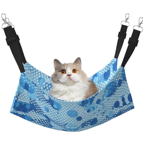 KOUUIP Katzenhängematte mit blauem Punktemuster, zum Aufhängen von Käfigen, Haustier-Hängematte, Bett, verstellbar, weiche Schlaf-Hängematte für Katzen, Frettchen KOUUIP Katzenhängematte mit blauem Punktemuster, zum Aufhängen von Käfigen, Haustier-Hängematte, Bett, verstellbar, weiche Schlaf-Hängematte für Katzen, Frettchen von KOUUIP