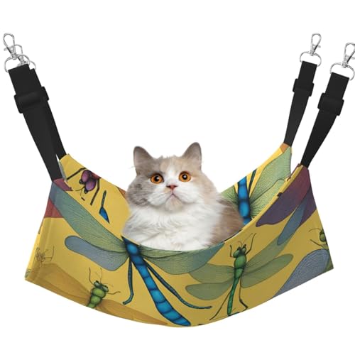 KOUUIP Katzenhängematte mit buntem Libellen-Druck, zum Aufhängen im Käfig, verstellbar, weiche Schlaf-Hängematte für Katzen, Frettchen KOUUIP Katzenhängematte mit buntem Libellen-Druck, zum Aufhängen im Käfig, verstellbar, weiche Schlaf-Hängematte für Katzen, Frettchen von KOUUIP
