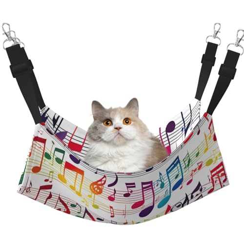 KOUUIP Katzenhängematte mit buntem Musiknoten-Druck, zum Aufhängen im Käfig, verstellbar, weiche Schlaf-Hängematte für Katzen, Frettchen KOUUIP Katzenhängematte mit buntem Musiknoten-Druck, zum Aufhängen im Käfig, verstellbar, weiche Schlaf-Hängematte für Katzen, Frettchen von KOUUIP