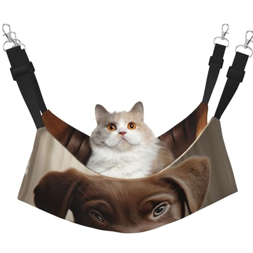 KOUUIP Katzenhängematte mit niedlichem Labrador-Motiv, zum Aufhängen im Käfig, verstellbar, weiche Schlafhängematte für Katzen, Frettchen KOUUIP Katzenhängematte mit niedlichem Labrador-Motiv, zum Aufhängen im Käfig, verstellbar, weiche Schlafhängematte für Katzen, Frettchen von KOUUIP