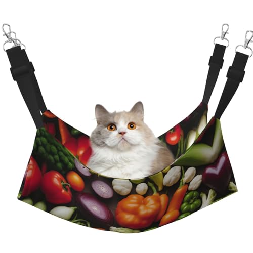 KOUUIP Katzenhängematte mit verschiedenen Gemüseaufdruck, zum Aufhängen von Käfigen, verstellbar, weiche Schlafhängematte für Katzen, Frettchen KOUUIP Katzenhängematte mit verschiedenen Gemüseaufdruck, zum Aufhängen von Käfigen, verstellbar, weiche Schlafhängematte für Katzen, Frettchen von KOUUIP