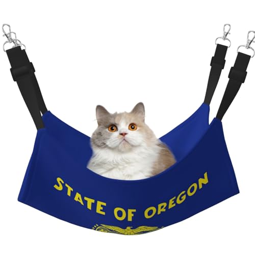KOUUIP Oregon Katzenhängematte mit Staatsflaggen-Druck, zum Aufhängen von Käfigen, Haustier-Hängematte, Bett, verstellbar, weiche Schlaf-Hängematte für Katzen, Frettchen KOUUIP Oregon Katzenhängematte mit Staatsflaggen-Druck, zum Aufhängen von Käfigen, Haustier-Hängematte, Bett, verstellbar, weiche Schlaf-Hängematte für Katzen, Frettchen von KOUUIP