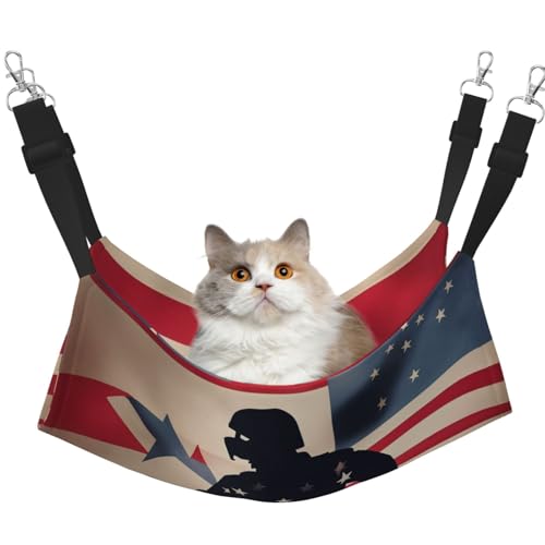 KOUUIP US-Militär-Soldaten, patriotischer Gedenktags-Druck, Katzen-Hängematte zum Aufhängen, Haustier-Hängematte, Bett, verstellbar, weiche Schlaf-Hängematte für Katzen, Frettchen KOUUIP US-Militär-Soldaten, patriotischer Gedenktags-Druck, Katzen-Hängematte zum Aufhängen, Haustier-Hängematte, Bett, verstellbar, weiche Schlaf-Hängematte für Katzen, Frettchen von KOUUIP