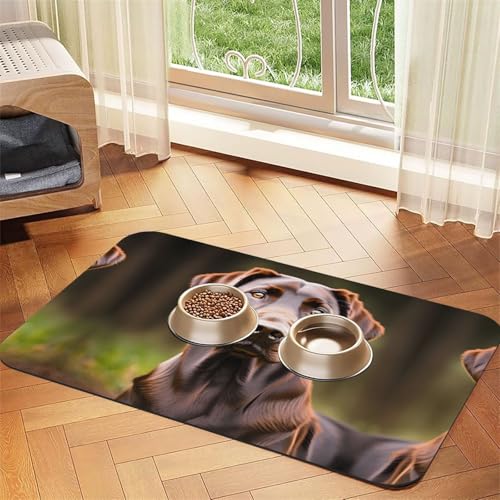 Katzenfuttermatte, brauner Labrador-Retriever-Druck, Haustier-Futtermatte für Boden, Haustierbedarf, Wassernapf, Matte für Hunde Katzenfuttermatte, brauner Labrador-Retriever-Druck, Haustier-Futtermatte für Boden, Haustierbedarf, Wassernapf, Matte für Hunde von KOUUIP