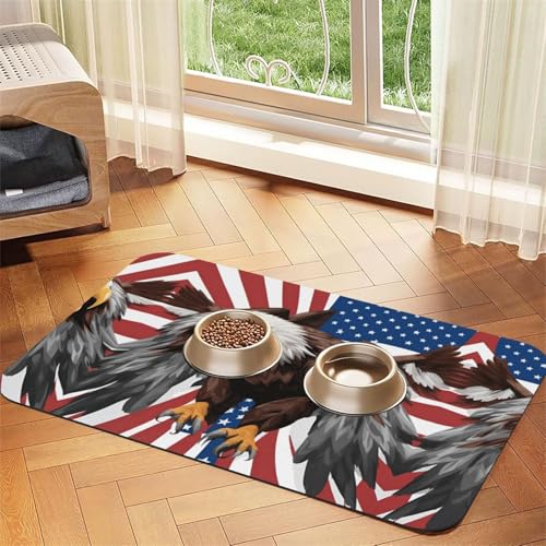 Katzenfuttermatte mit Adler mit USA-Flagge, Haustier-Futtermatte für Boden, Haustierbedarf, Wassernapf-Matte für Hunde Katzenfuttermatte mit Adler mit USA-Flagge, Haustier-Futtermatte für Boden, Haustierbedarf, Wassernapf-Matte für Hunde von KOUUIP