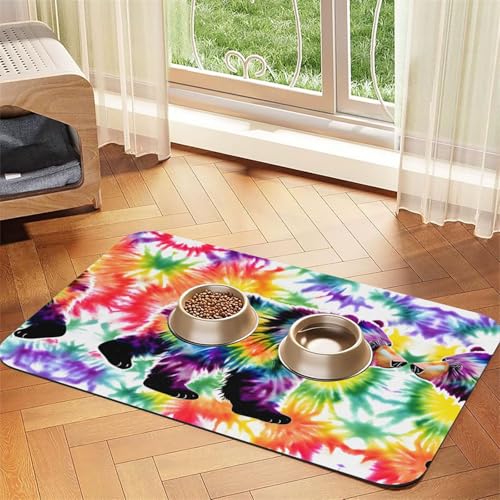 Katzenfuttermatte mit Bärentanz, Batikdruck, Haustier-Futtermatte für Boden, Haustierbedarf, Wassernapf-Matte für Hunde Katzenfuttermatte mit Bärentanz, Batikdruck, Haustier-Futtermatte für Boden, Haustierbedarf, Wassernapf-Matte für Hunde von KOUUIP