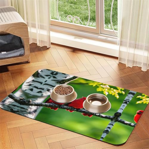 Katzenfuttermatte mit Birkenbäumen-Druck, Haustier-Futtermatte für Boden, Haustierbedarf, Wassernapf-Matte für Hunde Katzenfuttermatte mit Birkenbäumen-Druck, Haustier-Futtermatte für Boden, Haustierbedarf, Wassernapf-Matte für Hunde von KOUUIP