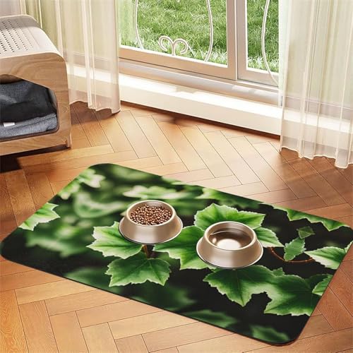 Katzenfuttermatte mit Efeublüten-Baum-Aufdruck, Haustier-Futtermatte für Boden, Haustierbedarf, Wassernapf, Matte für Hunde Katzenfuttermatte mit Efeublüten-Baum-Aufdruck, Haustier-Futtermatte für Boden, Haustierbedarf, Wassernapf, Matte für Hunde von KOUUIP