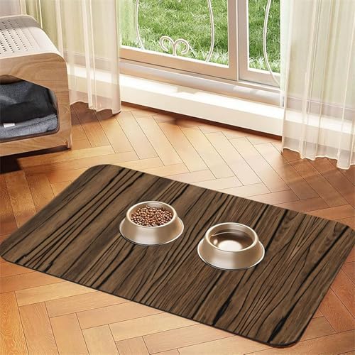 Katzenfuttermatte mit Holzmaserung, Haustier-Futtermatte für Boden, Haustierbedarf, Wassernapf-Matte für Hunde Katzenfuttermatte mit Holzmaserung, Haustier-Futtermatte für Boden, Haustierbedarf, Wassernapf-Matte für Hunde von KOUUIP