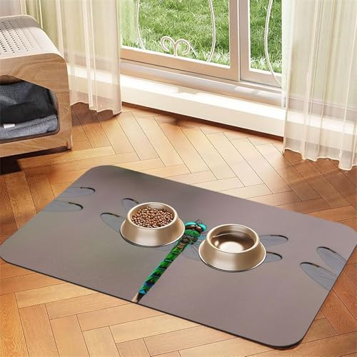 Katzenfuttermatte mit Libellen-Druck, Haustier-Futtermatte für Boden, Haustierbedarf, Wassernapf, Matte für Hunde Katzenfuttermatte mit Libellen-Druck, Haustier-Futtermatte für Boden, Haustierbedarf, Wassernapf, Matte für Hunde von KOUUIP