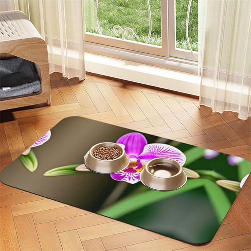 Katzenfuttermatte mit Orchideen-Druck, Haustier-Futtermatte für Boden, Haustierbedarf, Wassernapf-Matte für Hunde Katzenfuttermatte mit Orchideen-Druck, Haustier-Futtermatte für Boden, Haustierbedarf, Wassernapf-Matte für Hunde von KOUUIP