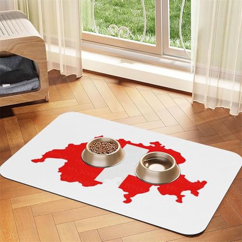 Katzenfuttermatte mit Schweizer Flagge, Haustier-Futtermatte für Boden, Haustierbedarf, Wassernapf-Matte für Hunde Katzenfuttermatte mit Schweizer Flagge, Haustier-Futtermatte für Boden, Haustierbedarf, Wassernapf-Matte für Hunde von KOUUIP