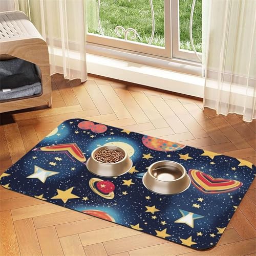 Katzenfuttermatte mit Sternenhimmel-Universum, Weltraumdruck, Haustier-Futtermatte für Boden, Haustierbedarf, Wassernapf, Matte für Hunde Katzenfuttermatte mit Sternenhimmel-Universum, Weltraumdruck, Haustier-Futtermatte für Boden, Haustierbedarf, Wassernapf, Matte für Hunde von KOUUIP
