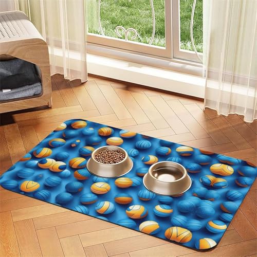 Katzenfuttermatte mit Volleyball-Druck, Haustier-Futtermatte für Boden, Haustierbedarf, Wassernapf, Matte für Hunde Katzenfuttermatte mit Volleyball-Druck, Haustier-Futtermatte für Boden, Haustierbedarf, Wassernapf, Matte für Hunde von KOUUIP