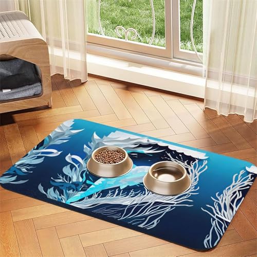 Katzenfuttermatte mit Wal-Aufdruck, für Boden, Haustierbedarf, Wassernapf-Matte, Hunde-Essentials, Dunkelblau Katzenfuttermatte mit Wal-Aufdruck, für Boden, Haustierbedarf, Wassernapf-Matte, Hunde-Essentials, Dunkelblau von KOUUIP