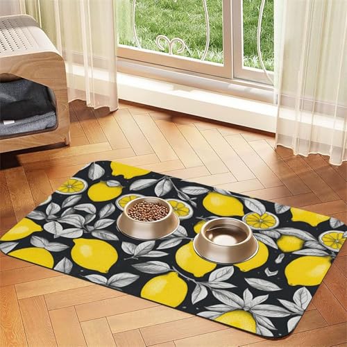 Katzenfuttermatte mit Zitronenfrucht-Muster, Haustier-Futtermatte für Boden, Haustierbedarf, Wassernapf-Matte für Hunde Katzenfuttermatte mit Zitronenfrucht-Muster, Haustier-Futtermatte für Boden, Haustierbedarf, Wassernapf-Matte für Hunde von KOUUIP