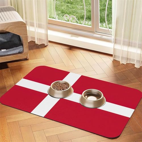 Katzenfuttermatte mit dänischer Flagge, Haustier-Futtermatte für Boden, Haustierbedarf, Wassernapf-Matte für Hunde Katzenfuttermatte mit dänischer Flagge, Haustier-Futtermatte für Boden, Haustierbedarf, Wassernapf-Matte für Hunde von KOUUIP