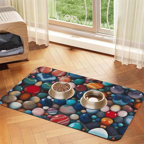 Katzenfuttermatte mit farbigem Marmor-Druck, Haustier-Futtermatte für Boden, Haustierbedarf, Wassernapf, Matte für Hunde Katzenfuttermatte mit farbigem Marmor-Druck, Haustier-Futtermatte für Boden, Haustierbedarf, Wassernapf, Matte für Hunde von KOUUIP