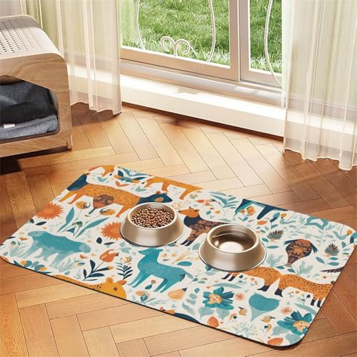 Katzenfuttermatte mit niedlichem Blumenmuster, 1 Druck, Haustier-Futtermatte für Boden, Haustierbedarf, Wassernapf-Matte für Hunde Katzenfuttermatte mit niedlichem Blumenmuster, 1 Druck, Haustier-Futtermatte für Boden, Haustierbedarf, Wassernapf-Matte für Hunde von KOUUIP