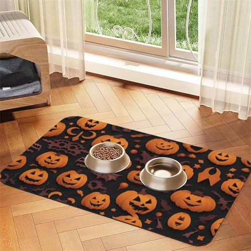 Katzenfuttermatte mit niedlichem Halloween-Muster, Haustier-Futtermatte für Boden, Haustierbedarf, Wassernapf-Matte für Hunde Katzenfuttermatte mit niedlichem Halloween-Muster, Haustier-Futtermatte für Boden, Haustierbedarf, Wassernapf-Matte für Hunde von KOUUIP