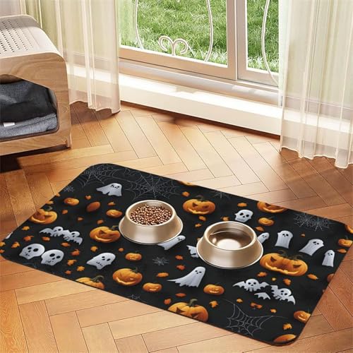 Katzenfuttermatte mit niedlichem Halloween-Muster, Haustier-Futtermatte für Boden, Haustierbedarf, Wassernapf-Matte für Hunde Katzenfuttermatte mit niedlichem Halloween-Muster, Haustier-Futtermatte für Boden, Haustierbedarf, Wassernapf-Matte für Hunde von KOUUIP