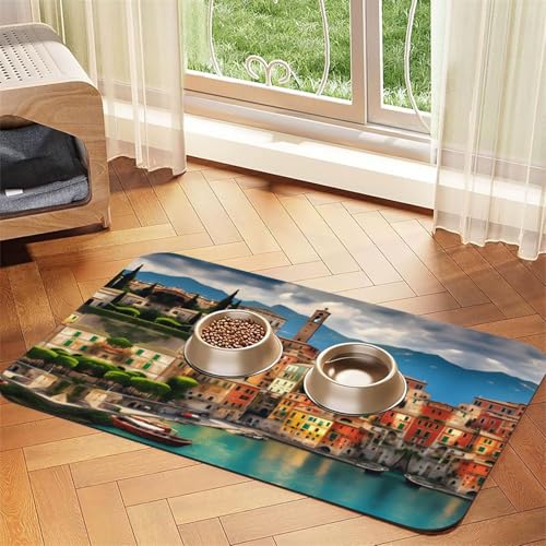 Katzenfuttermatte mit schönem Italien-Druck, Haustier-Futtermatte für Boden, Haustierbedarf, Wassernapf-Matte für Hunde Katzenfuttermatte mit schönem Italien-Druck, Haustier-Futtermatte für Boden, Haustierbedarf, Wassernapf-Matte für Hunde von KOUUIP