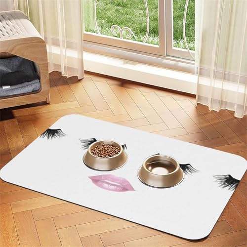 Katzenfuttermatte mit weißem Aufdruck für den Boden, Haustierbedarf, Wassernapf-Matte für Hunde Katzenfuttermatte mit weißem Aufdruck für den Boden, Haustierbedarf, Wassernapf-Matte für Hunde von KOUUIP