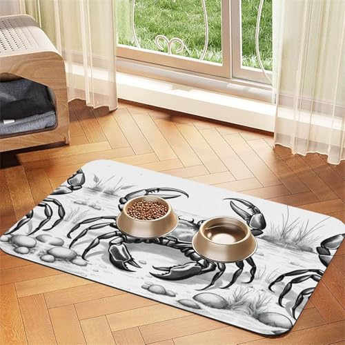 Katzennapf-Matte mit Cartoon-Krabbenmotiv, Haustier-Futtermatte für Boden, Haustierbedarf, Wassernapf, Matte für Hunde Katzennapf-Matte mit Cartoon-Krabbenmotiv, Haustier-Futtermatte für Boden, Haustierbedarf, Wassernapf, Matte für Hunde von KOUUIP