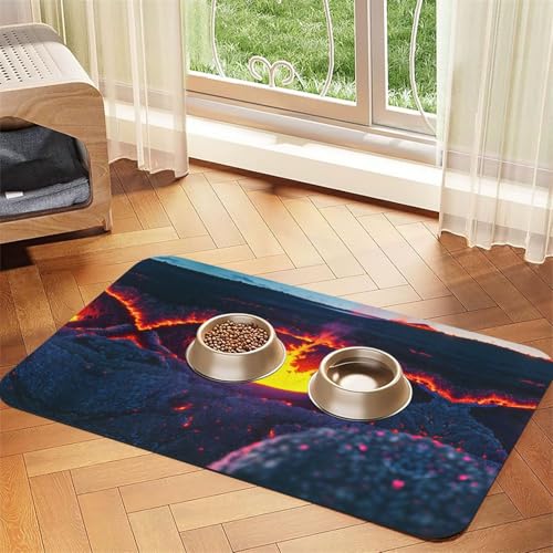 Kilauea Katzenfuttermatte mit Vulkan-Druck, Haustier-Futtermatte für Boden, Haustierbedarf, Wassernapf, Matte für Hunde Kilauea Katzenfuttermatte mit Vulkan-Druck, Haustier-Futtermatte für Boden, Haustierbedarf, Wassernapf, Matte für Hunde von KOUUIP