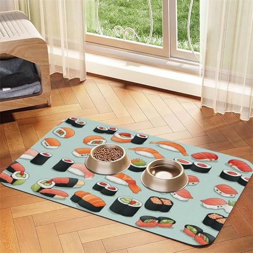 Köstliche Sushi-Aufdruck, Katzenfuttermatte, Haustier-Futtermatte für Boden, Haustierbedarf, Wassernapf, Matte für Hunde Köstliche Sushi-Aufdruck, Katzenfuttermatte, Haustier-Futtermatte für Boden, Haustierbedarf, Wassernapf, Matte für Hunde von KOUUIP