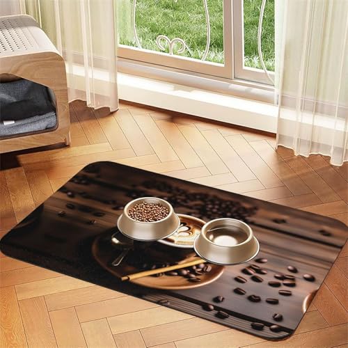 Leckere Herz-Kaffee-Aufdruck-Matte für Katzenfutter, Futtermatte für Boden, Haustierbedarf, Wassernapf, Matte für Hunde Leckere Herz-Kaffee-Aufdruck-Matte für Katzenfutter, Futtermatte für Boden, Haustierbedarf, Wassernapf, Matte für Hunde von KOUUIP