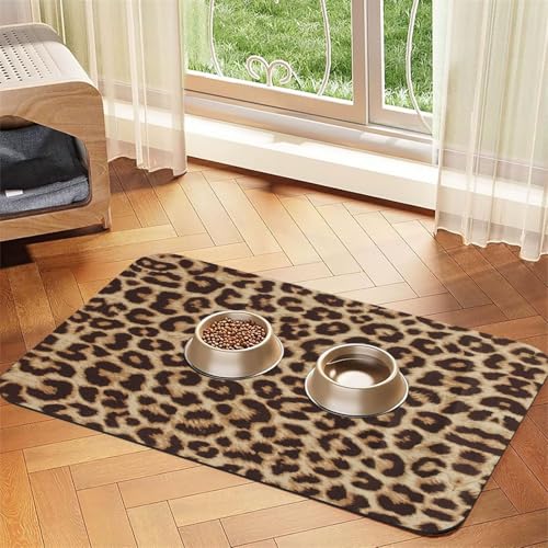 Lustige Futtermatte für Katzen, Leopardenmuster, für den Boden, Haustierbedarf, Wassernapf-Matte für Hunde Lustige Futtermatte für Katzen, Leopardenmuster, für den Boden, Haustierbedarf, Wassernapf-Matte für Hunde von KOUUIP