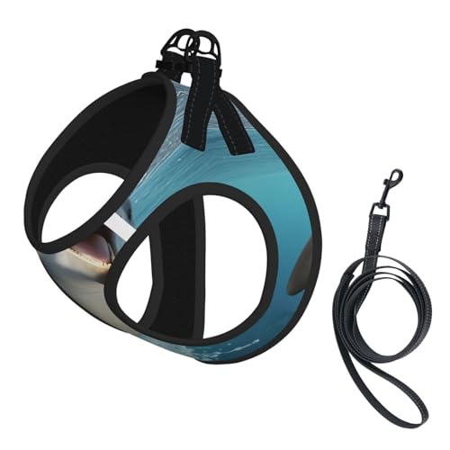 Lustiges Hundegeschirr mit Delfin-Druck, mit Leine, Set mit verdickter, gepolsterter Weste für extra kleine/kleine, mittelgroße Hunde Lustiges Hundegeschirr mit Delfin-Druck, mit Leine, Set mit verdickter, gepolsterter Weste für extra kleine/kleine, mittelgroße Hunde von KOUUIP