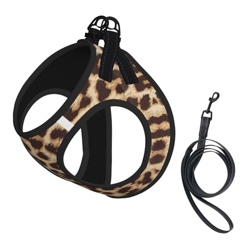 Lustiges Hundegeschirr mit Leine, Leopardenmuster, mit verdickter, gepolsterter Weste für extra kleine/kleine, mittelgroße Hunde Lustiges Hundegeschirr mit Leine, Leopardenmuster, mit verdickter, gepolsterter Weste für extra kleine/kleine, mittelgroße Hunde von KOUUIP