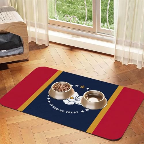 Mississippi Katzenfuttermatte mit Staatsflaggen-Druck, Haustier-Futtermatte für Boden, Haustierbedarf, Wassernapf-Matte, Hundezubehör Mississippi Katzenfuttermatte mit Staatsflaggen-Druck, Haustier-Futtermatte für Boden, Haustierbedarf, Wassernapf-Matte, Hundezubehör von KOUUIP