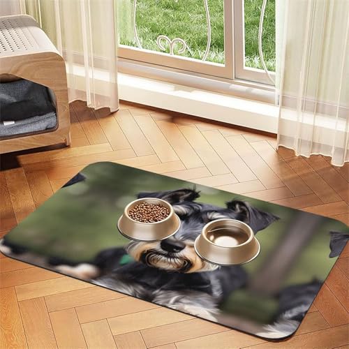 Niedliche Futtermatte mit Schnauzer-Aufdruck, Haustier-Futtermatte für Boden, Haustierbedarf, Wassernapf-Matte, Hundezubehör Niedliche Futtermatte mit Schnauzer-Aufdruck, Haustier-Futtermatte für Boden, Haustierbedarf, Wassernapf-Matte, Hundezubehör von KOUUIP