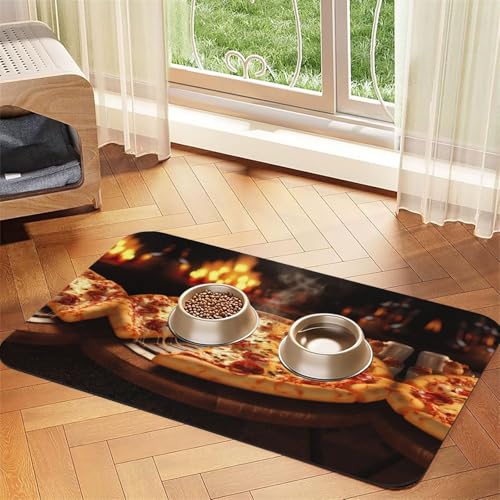 Pizza 3D-Druck Katzenfuttermatte Haustier-Futtermatte für Boden Haustierbedarf Hund Wassernapf Matte Hund Essentials Pizza 3D-Druck Katzenfuttermatte Haustier-Futtermatte für Boden Haustierbedarf Hund Wassernapf Matte Hund Essentials von KOUUIP