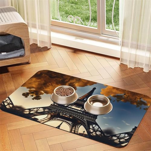 Schöne Eiffelturm Paris Print Katzenfuttermatte Haustier Futtermatte für Boden Haustier Zubehör Hund Wassernapf Matte Hund Essentials Schöne Eiffelturm Paris Print Katzenfuttermatte Haustier Futtermatte für Boden Haustier Zubehör Hund Wassernapf Matte Hund Essentials von KOUUIP
