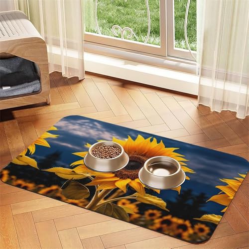 Schöne Sonnenblumen-2-Druckmatte für Katzenfutter, Haustier-Futtermatte für Boden, Haustierbedarf, Wassernapf, Matte für Hunde Schöne Sonnenblumen-2-Druckmatte für Katzenfutter, Haustier-Futtermatte für Boden, Haustierbedarf, Wassernapf, Matte für Hunde von KOUUIP