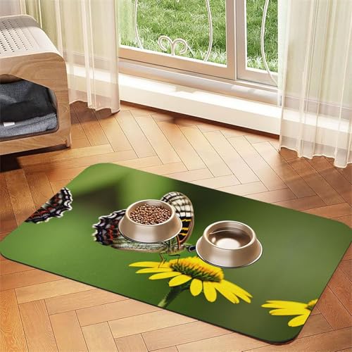 Schöne leuchtende Schmetterlingsmatte mit 1 Druck, Katzenfuttermatte für Boden, Haustierbedarf, Wassernapf-Matte, Hunde-Essentials Schöne leuchtende Schmetterlingsmatte mit 1 Druck, Katzenfuttermatte für Boden, Haustierbedarf, Wassernapf-Matte, Hunde-Essentials von KOUUIP