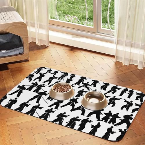 Silhouetten von Kampfsport-Druck, Katzenfuttermatte, Haustier-Futtermatte für Boden, Haustierbedarf, Wassernapf, Matte für Hunde Silhouetten von Kampfsport-Druck, Katzenfuttermatte, Haustier-Futtermatte für Boden, Haustierbedarf, Wassernapf, Matte für Hunde von KOUUIP