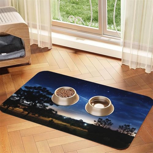 Sternenhimmel Meteor Sterne Druck Katzenfutter Matte Haustier Fütterungsmatte für Boden Haustier Zubehör Hund Wassernapf Matte Hund Essentials Sternenhimmel Meteor Sterne Druck Katzenfutter Matte Haustier Fütterungsmatte für Boden Haustier Zubehör Hund Wassernapf Matte Hund Essentials von KOUUIP