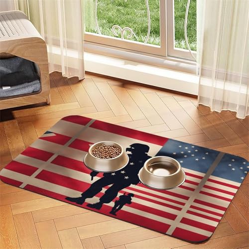 US-Militär-Soldaten, patriotischer Gedenktags-Druck, Katzenfuttermatte, Haustier-Futtermatte für Boden, Haustierbedarf, Wassernapf, Matte für Hunde US-Militär-Soldaten, patriotischer Gedenktags-Druck, Katzenfuttermatte, Haustier-Futtermatte für Boden, Haustierbedarf, Wassernapf, Matte für Hunde von KOUUIP
