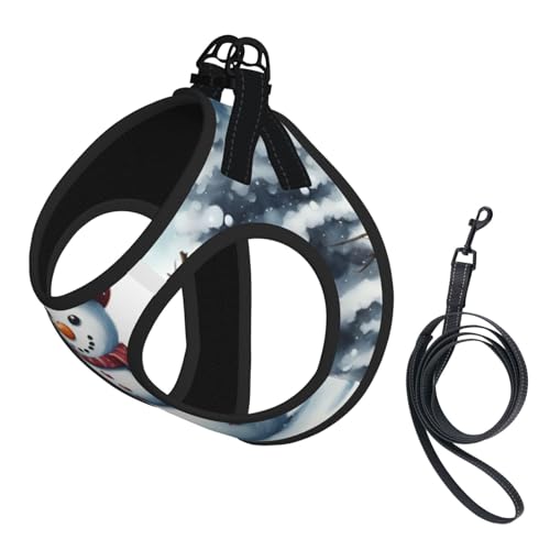 Weihnachts-Hundegeschirr mit Schneemann-Druck, mit Leine, Set mit verdickter, gepolsterter Weste für extra kleine/kleine, mittelgroße Hunde Weihnachts-Hundegeschirr mit Schneemann-Druck, mit Leine, Set mit verdickter, gepolsterter Weste für extra kleine/kleine, mittelgroße Hunde von KOUUIP