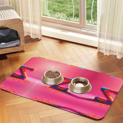 Z Print Katzenfuttermatte, Haustier-Futtermatte für Boden, Haustierbedarf, Wassernapf, Matte für Hunde von KOUUIP