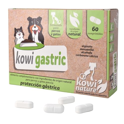 KOWI GASTRIC Magenschutz für Hunde und Katzen, Nahrungsergänzungsmittel für Haustiere, mit Natriumalginat, Kalkcarbonat, Artischocke und Kamille, Box mit 60 Tabletten KOWI GASTRIC Magenschutz für Hunde und Katzen, Nahrungsergänzungsmittel für Haustiere, mit Natriumalginat, Kalkcarbonat, Artischocke und Kamille, Box mit 60 Tabletten von KOWI NATURE