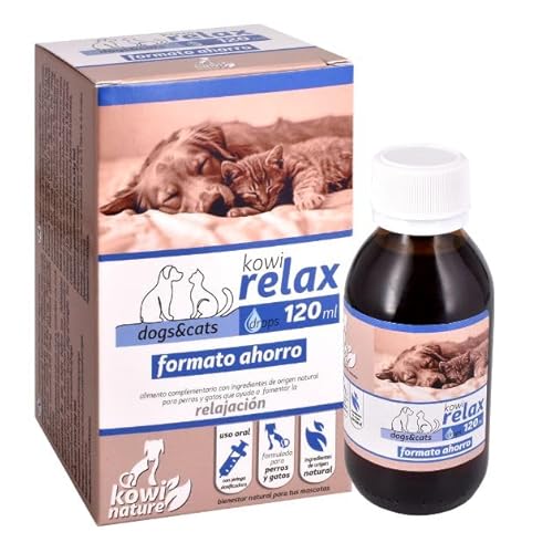 Kowi Relax – Natürliches Entspannungsmittel für Hunde und Katzen – beruhigende Tropfen gegen Stress – gegen Angst und Nervosität – natürliche Inhaltsstoffe – Tryptophan, Baldrian, Pasflora, Vitamin B1 von KOWI NATURE