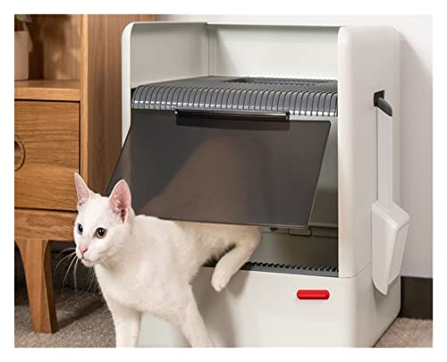 Große Sieb-Katzen-Toilettenbox, geschlossen, Kätzchen, Hund, Luxus-Selbsttrainingsset, weiße Katzentoilette, Anti-Spritzer von KOZWAY