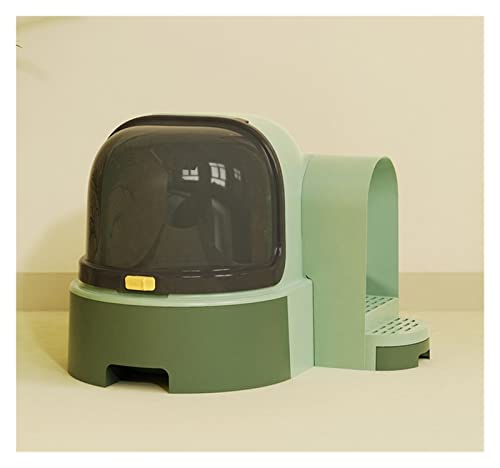 KOZWAY Extra große, vollständig geschlossene Katzentoilette, Korridor, Anti-Gürtel, Sand, spritzwassergeschützt, Desodorierung, Katzen-Kätzchen-Toilette mit Schublade (Color : Green, Size : F) von KOZWAY